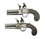 Pair of English Tap Action Over/Under Barrels Flintlock Pistols (AH5646) - 4 of 10