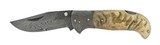 Custom Damascus Folding Knife with Horn Grips (K2251) - 4 of 4