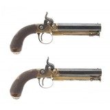 "Fine Pair of Brass Frame Percussion Pistols By Hollis (AH6340)" - 1 of 13