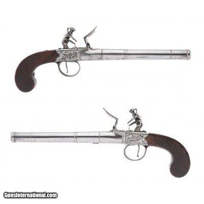 "Pair of Queen Anne Turnoff Barrel Pistols .52 Cal (AH6332)"