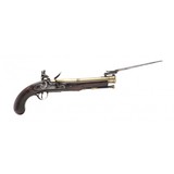 "English Flintlock Blunderbuss Pistol w/ Flip Bayonet (AH6511)" - 1 of 5