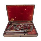 "Fine Cased Pair Of French Percussion Pistols (AH6193)" - 1 of 16
