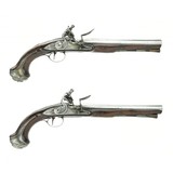 "Pair of Georgian Period Silver Mounted English Officers Pistols by Griffin & Tow of London (AH5628)" - 1 of 10