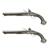 "Pair of Georgian Period Silver Mounted English Officers Pistols by Griffin & Tow of London (AH5628)" - 9 of 10