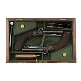 "Beautiful Cased Pair of English Travelers Percussion Pistols (AH6543)" - 1 of 15
