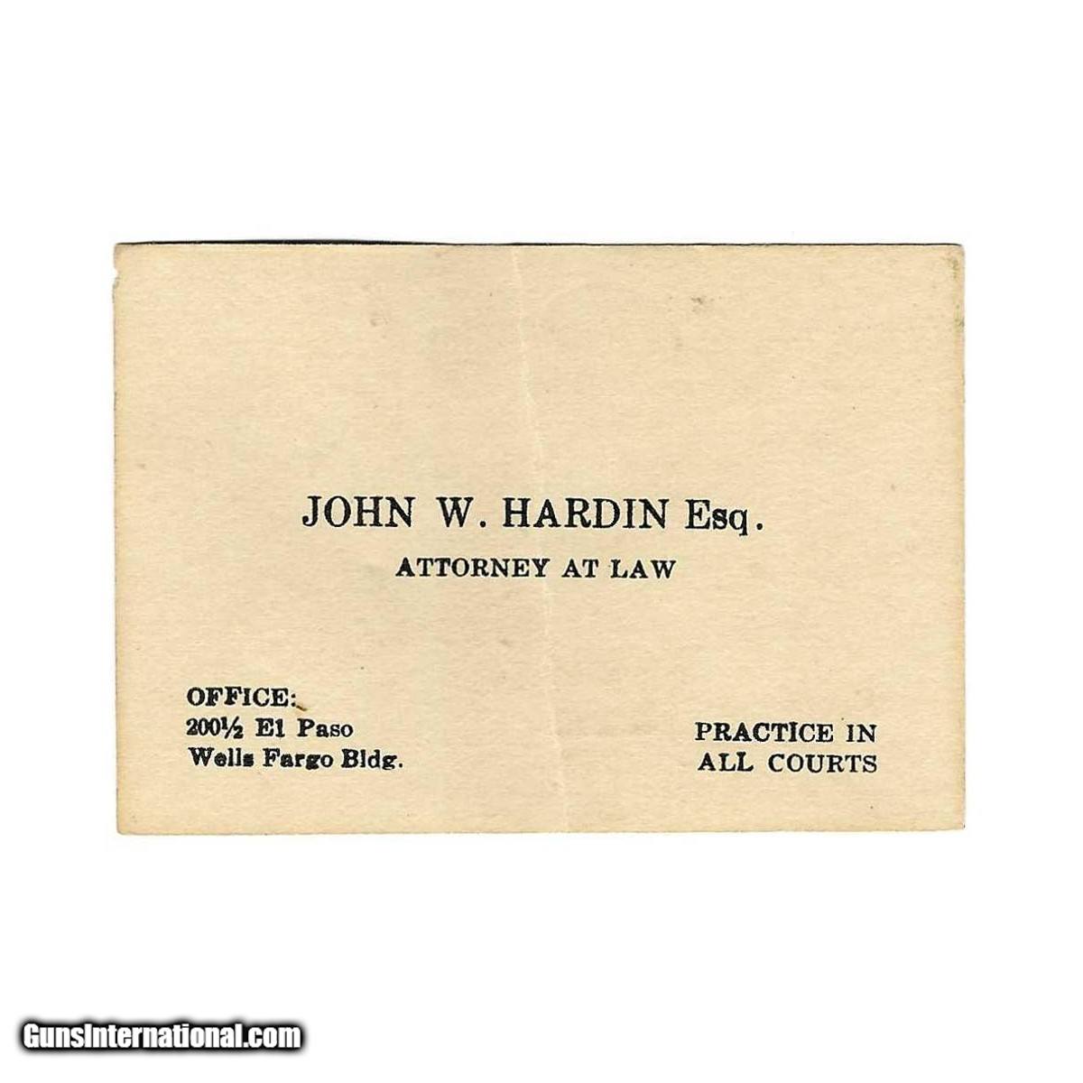 John Wesley Hardin Business Card Wec154