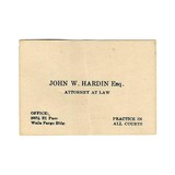 "John Wesley Hardin Business Card (WEC154)" - 1 of 2