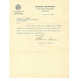 "Letters Pertaining to John Behan With His Resignation From the Treasury Department (WEC209)" - 1 of 4