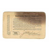 "Southern Pacific Company Complimentary Railroad Pass to John Beham (WEC213)" - 2 of 2