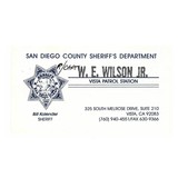 "San Diego County Sheriff’s Department Card (WEC125)" - 1 of 2