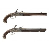 "Exquisite French Gilt Engraved Silver Mounted Flintlock Pistols (AH8059)" - 1 of 13