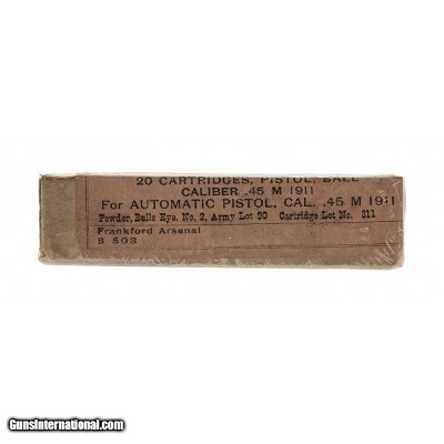 ".45 Caliber M1911 Pistol Ball From Frankford Arsenal (AN142)"