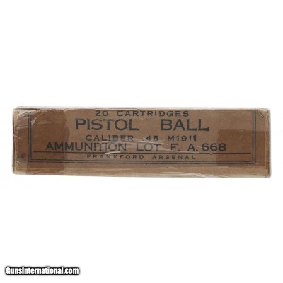 ".45 Caliber M 1911 Pistol Ball Cartridges by Frankford Arsenal (AN174)"