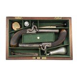 "Beautiful Cased English Box Lock Pistol by Cowan (AH8346)" - 1 of 17