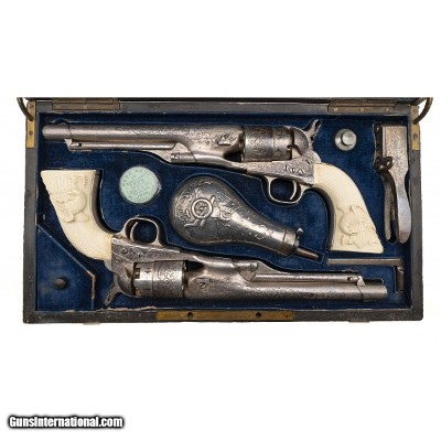 "Exceptional Cased Set of New York Engraved Colt 1860 Armies w/ New Orlans Retailor (AH8183) DTX"