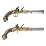 "Very Unique pair of French Queen Anne Style Flintlock Pistols (AH8185)" - 1 of 13