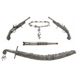 "Unique Trabzon Ottoman Garniture of Pistols, Sword, Belt and Knives (AH8482)" - 1 of 24