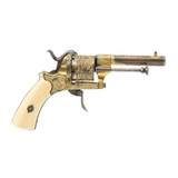 "Gold Plated Engraved Belgian Pinfire Revolver (AH8504)" - 6 of 6
