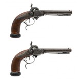 "Very Fine Pair of LeFacheaux Double Barrel Pistols W/ Flip Bayonets (AH6171)" - 1 of 17