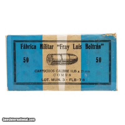 "Fabrica Militar
""Fray Luis Beltran"" 11.25x23mm Ammo 50 Rounds (AN244)"