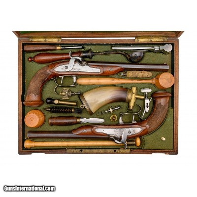 "Very Fine Cased Pair of Percussion Pistols by Fatou (AH8428)"