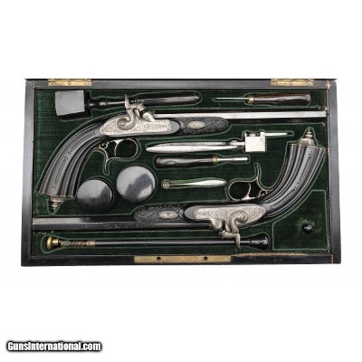 "Beautiful Cased Pair of Gastinne Renette Pistols .45 Cal (AH8467) DTX"