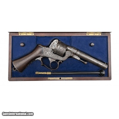"Excellent Cased Engraved Perrin Revolver (AH8184)"