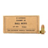 "WW2 OLIN Mathieson Chemical Pistol Ball .45 ACP Ammo 50 Rounds (AM2075)"