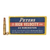 "Vintage Peters 30 Remington Hollow Point High Velocity Ammo (AM2304)" - 1 of 4