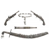 "Unique Trabzon Ottoman Garniture of Pistols, Sword, Belt and Knives (AH8482)"