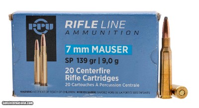 "PPU Rifle Line 139 Grain Soft Point 7mm Mauser 20 Rounds (AM2056)"