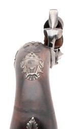 "Pair of Silver Mounted Queen Anne Pistols by Gandon W/ Grotesque (AH8737)" - 6 of 13