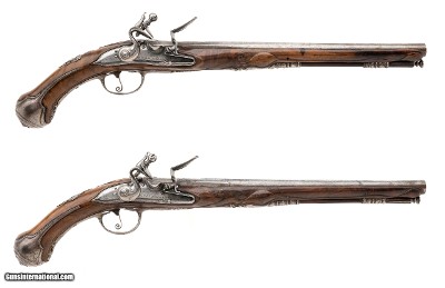 "Beautiful Pair of Brescian Flintlock Pistols by Bonafino (AH8811)"
