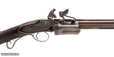"Rare Collier Flintlock Revolving Shotgun (Al9773)" - Image 2 of 9