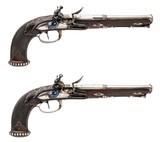 "Beautiful Pair of French Silver Mounted Empire Flintlock Pistols by DELAROA (AH8870)" - 1 of 14