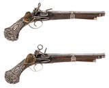 "Beautiful High Relief Pair of Spanish Miquelet Pistols (AH8484)"