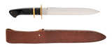 "PAT CRAWFORD CUSTOM LARGE SUB-HILT DOUBLE EDGE FIGHTER 10" BLADE W/SHEATH (K10238)" - 2 of 2