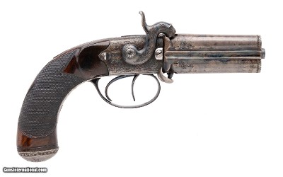 "Rare Four Barrel Box Lock Pistol by J. Lang (AH8752)"
