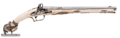 "Victorian Era Dutch Ivory Stocked Flintlock Pistol (AH8881)"
