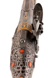 "Fantastic Pair of Coral Mounted Ottoman Flintlock Pistols (AH9051) " - 13 of 17