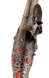 "Fantastic Pair of Coral Mounted Ottoman Flintlock Pistols (AH9051) " - 5 of 17
