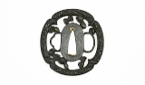 "Iron Sukashi Tsuba, Waves and seashells (MGJ110)" - 1 of 2