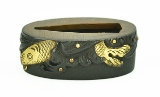 "Fuchi Kashira gold Koi swimming in gold flecked waves (MGJ72)" - 4 of 6