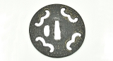 "Round iron sukashi Onin School Tsuba (MGJ83)" - 1 of 2