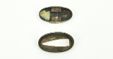 "Shakudo Kinko Fuchi Kashira decorated with gourds on a unit with gold, silver, and copper highlights (MGJ120)" - 5 of 6