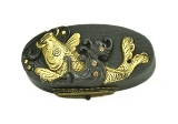 "Fuchi Kashira gold Koi swimming in gold flecked waves (MGJ72)" - 3 of 6