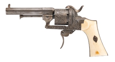 "Beautiful Belgian Lefaucheaux Pinfire Revolver W/ Ivory Grips (51007)"