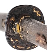 "Japanese Koto Tanto by Kanekuni with Samurai-Themed Koshirae (SW1983)" - 12 of 13