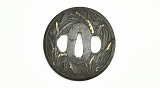 "Iron Tsuba Foliage with gold highlights (MGJ96)" - 1 of 2