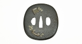 "Iron Tsuba Motif of Fierce Horned Oni (MGJ101)" - 1 of 2